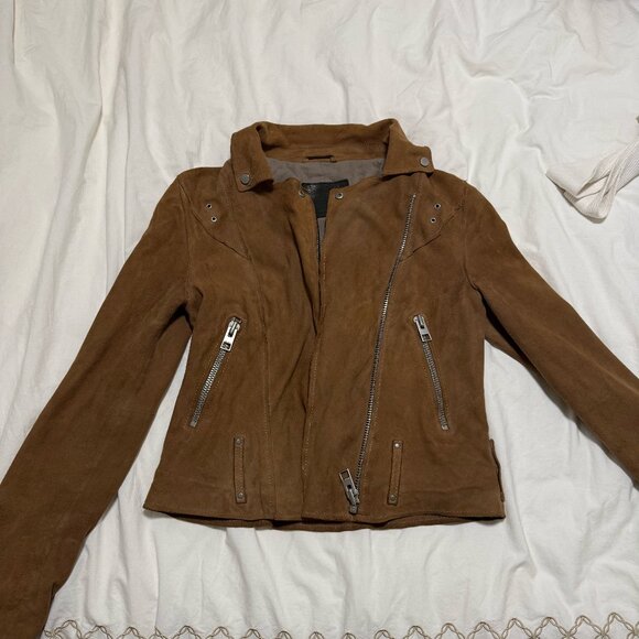 Allsaints Suede Goat Leather Women's Jacket US 2 - Picture 1 of 7